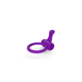 Anneau violet vibrant silicone avec langue picot 